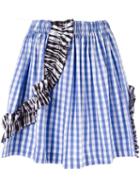Msgm Gingham Check Skirt, Women's, Size: 44, Blue, Cotton