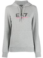 Ea7 Emporio Armani Fitted Logo Print Hoodie - Grey
