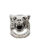 Gucci Anger Forest Wolf Head Ring - Metallic