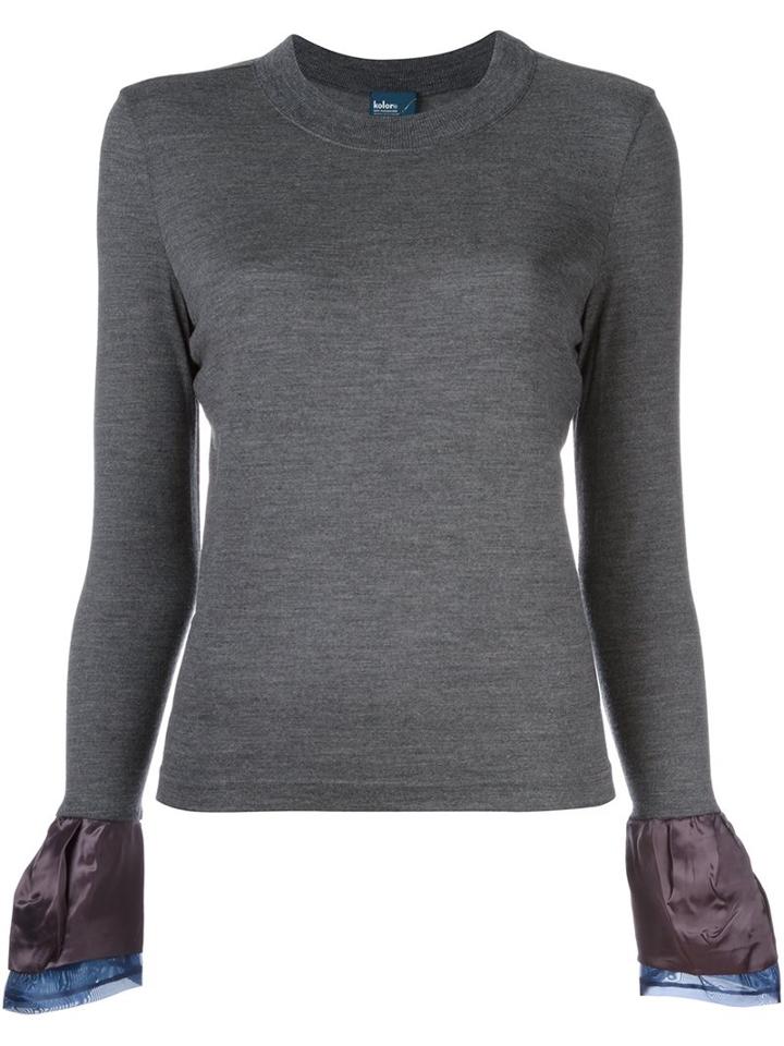 Kolor Cuffs Detailing Pullover, Women's, Size: 3, Grey, Polyester/cupro/wool