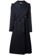 J.w.anderson - Crossed Front Belted Coat - Women - Cotton/polyamide - 12, Blue, Cotton/polyamide
