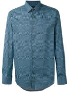 Pal Zileri - Geometric Print Long Sleeve Shirt - Men - Cotton - 43, Blue, Cotton