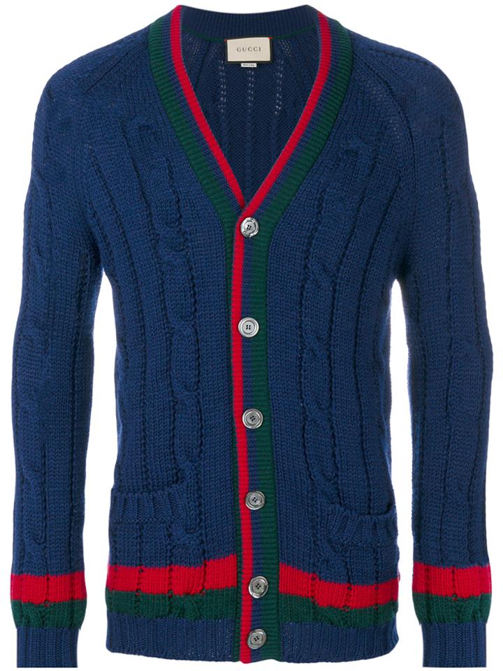 Gucci Cable Knit Cardigan - Blue