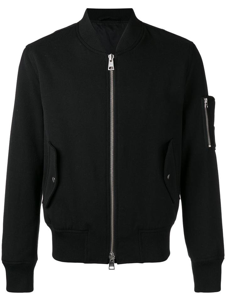 Ami Alexandre Mattiussi - Zipped Bomber Jacket - Men - Cotton/virgin Wool - M, Black, Cotton/virgin Wool
