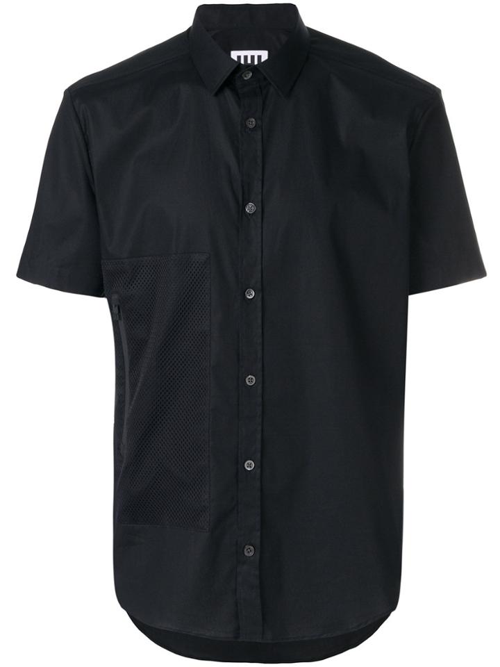 Les Hommes Urban Mesh Pocket Shirt - Black