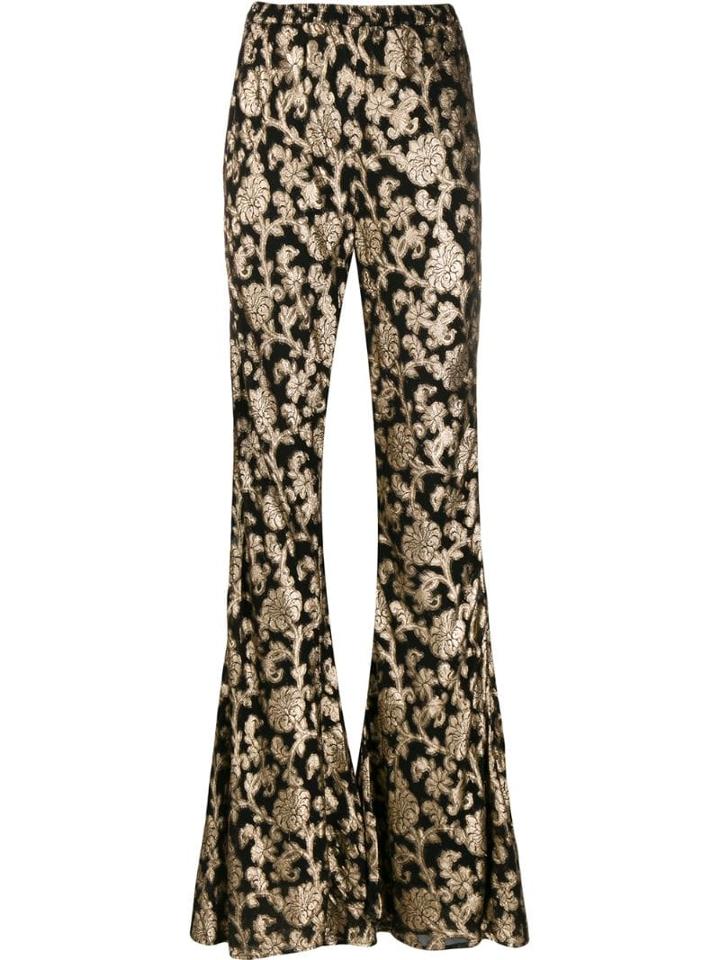 Mes Demoiselles Floral Print Flared Trousers - Black