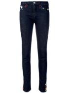 Love Moschino Embroidered Stitching Skinny Jeans - Blue