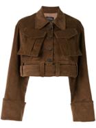 Rokh Cropped Corduroy Jacket - Brown
