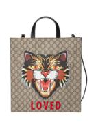 Gucci Angry Cat Print Gg Supreme Tote - Nude & Neutrals