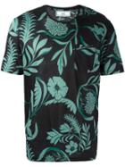Ami Alexandre Mattiussi Floral Print Chest Pocket T-shirt, Men's, Size: Xl, Black, Cotton
