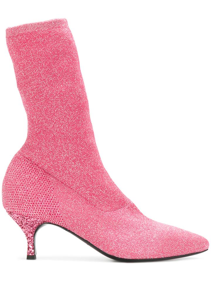 Strategia Glitter Sock Boots - Pink & Purple