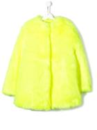 Msgm Kids Teen Collarless Faux Fur Coat - Yellow