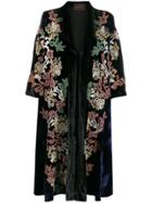 Biyan Embroidered Kimono Coat - Black