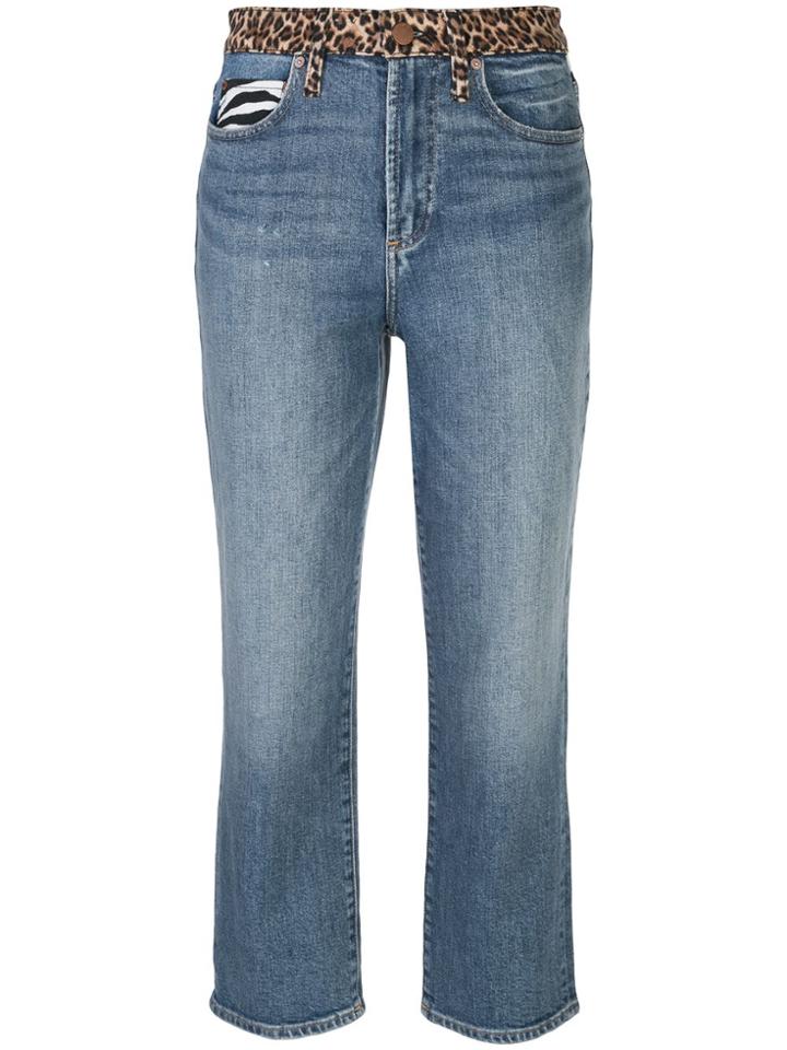 Alice+olivia Mid-rise Animal Print Cropped Jeans - Blue