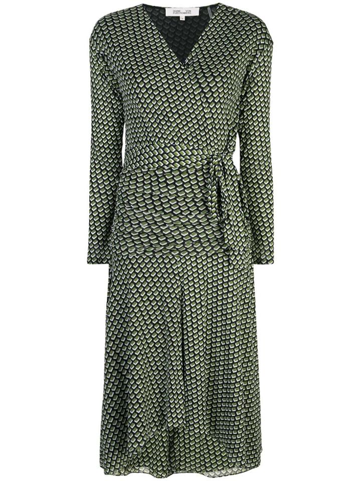Diane Von Furstenberg Geometric Patterned Wrap Dress - Green