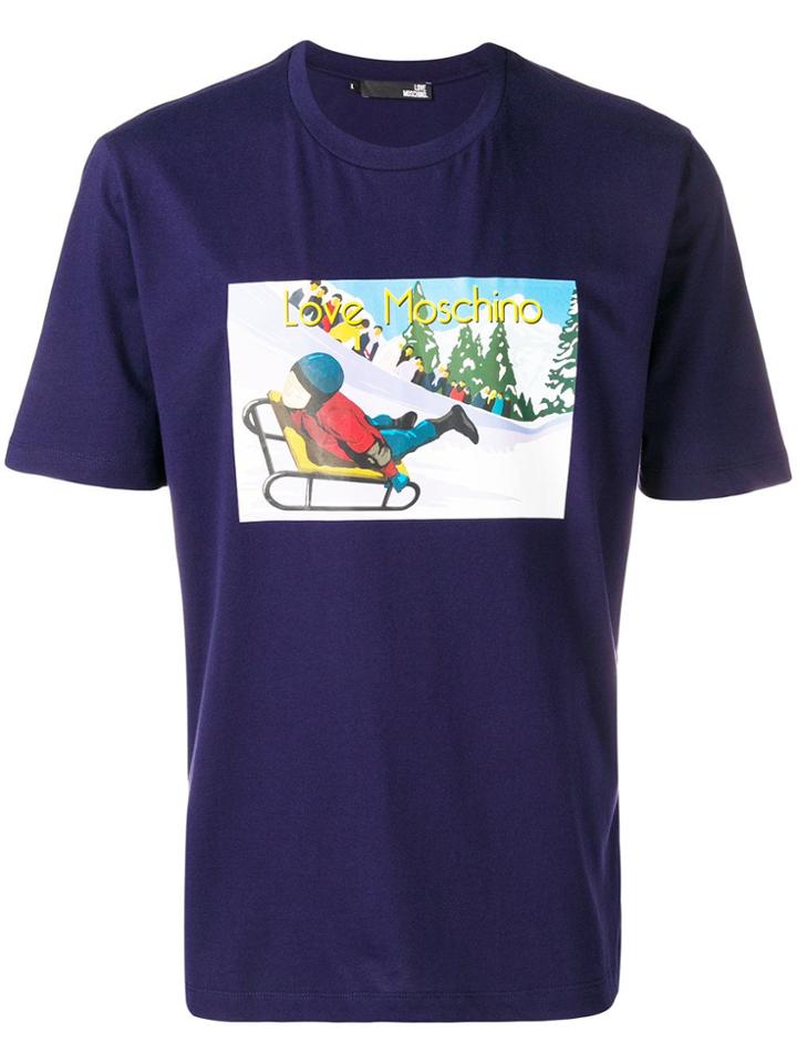 Love Moschino Graphic Printed Sled T-shirt - Blue