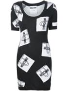 Moschino Shopping Bag Intarsia Sweater Dress, Women's, Size: 40, Black, Virgin Wool