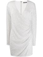 Balmain Sequinned Wrap Mini Dress - White