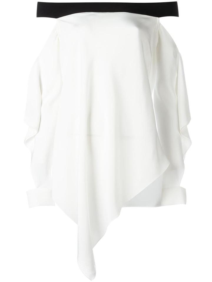 Roland Mouret Draped Off Shoulder Top, Women's, Size: 10, White, Silk
