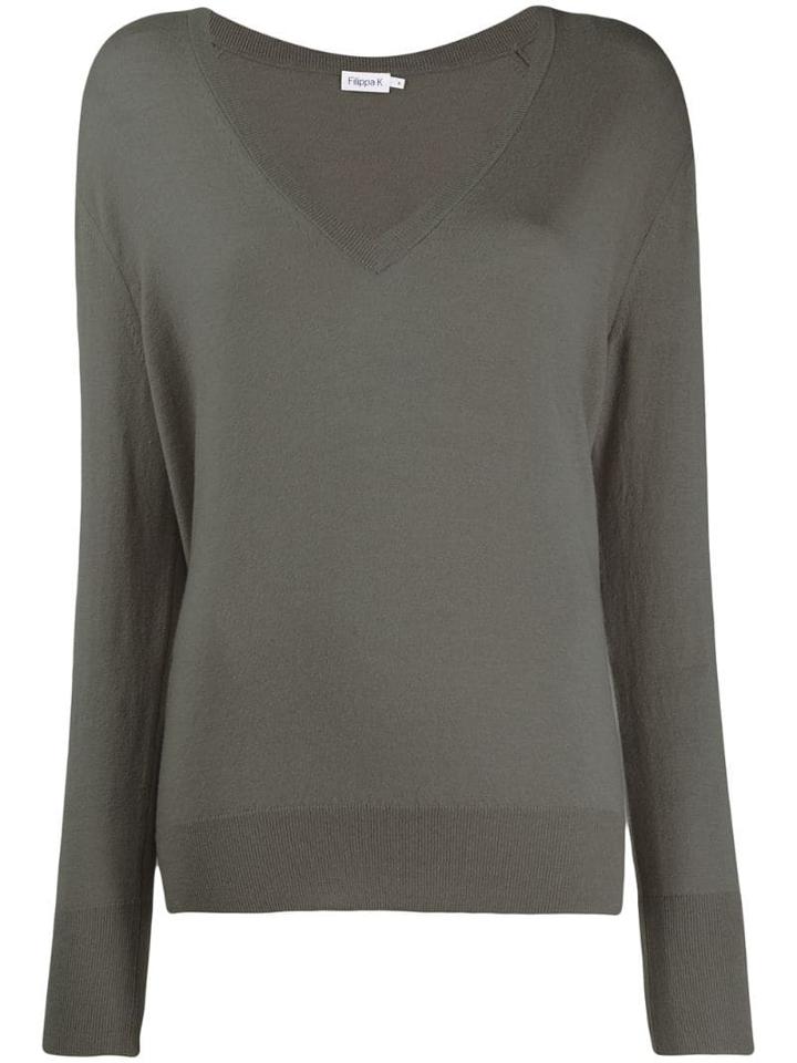 Filippa-k Fine Knit V-neck Jumper - Grey