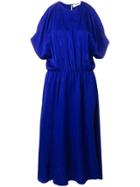 Msgm Cold-shoulder Moire Dress - Blue