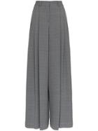 Off-white High Waisted Check Print Wool Trousers - Grey