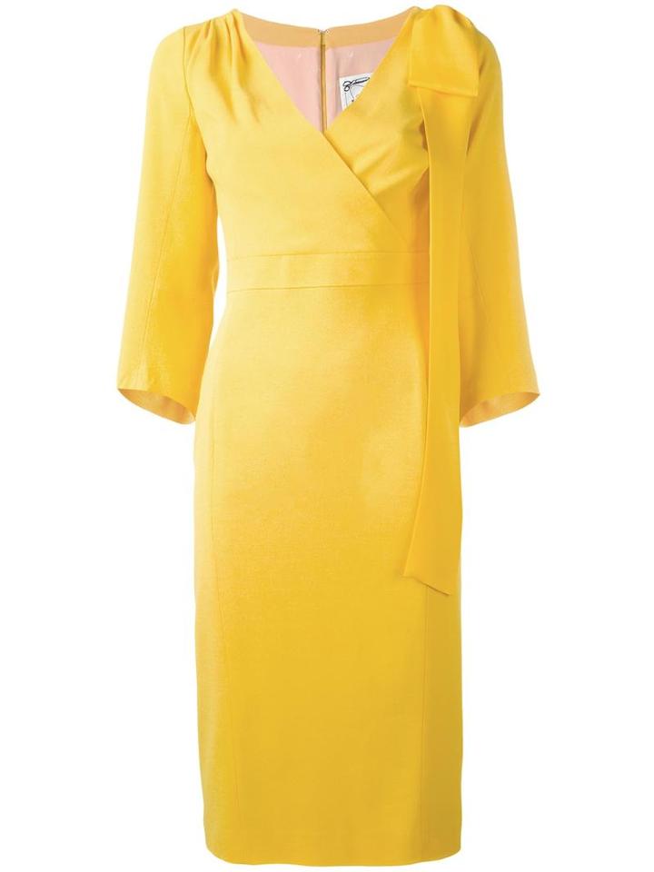 Dsquared2 Bow Shoulder Evening Dress, Women's, Size: 44, Yellow/orange, Polyester/viscose/acetate/silk
