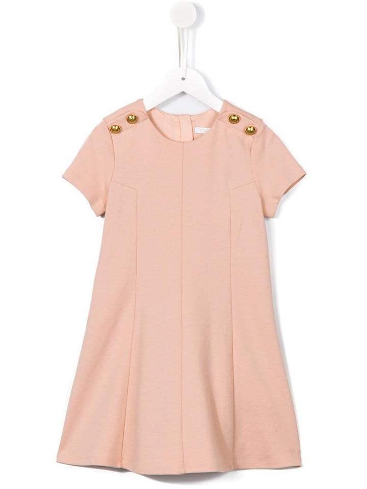Chloé Kids Button Stud Flared Dress, Toddler Girl's, Size: 5 Yrs, Pink/purple