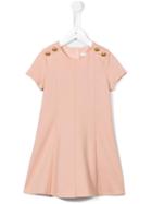 Chloé Kids Button Stud Flared Dress, Toddler Girl's, Size: 5 Yrs, Pink/purple