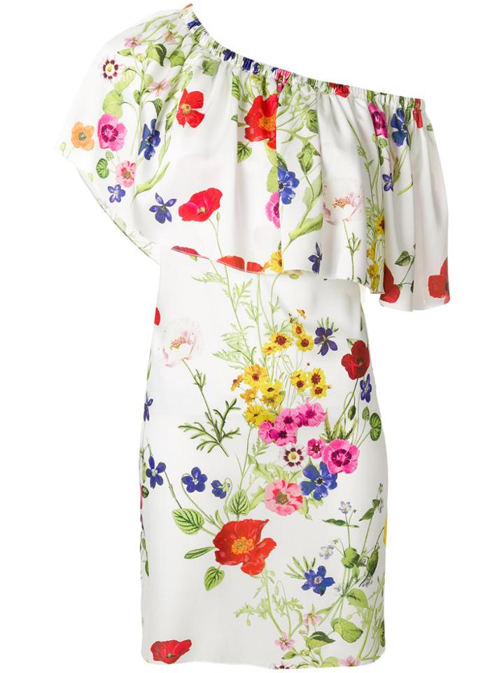 Blugirl Floral One Shoulder Ruffle Dress - White