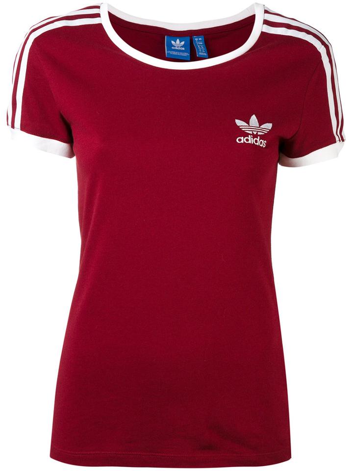 Adidas - Logo T-shirt - Women - Cotton - 42, Red, Cotton
