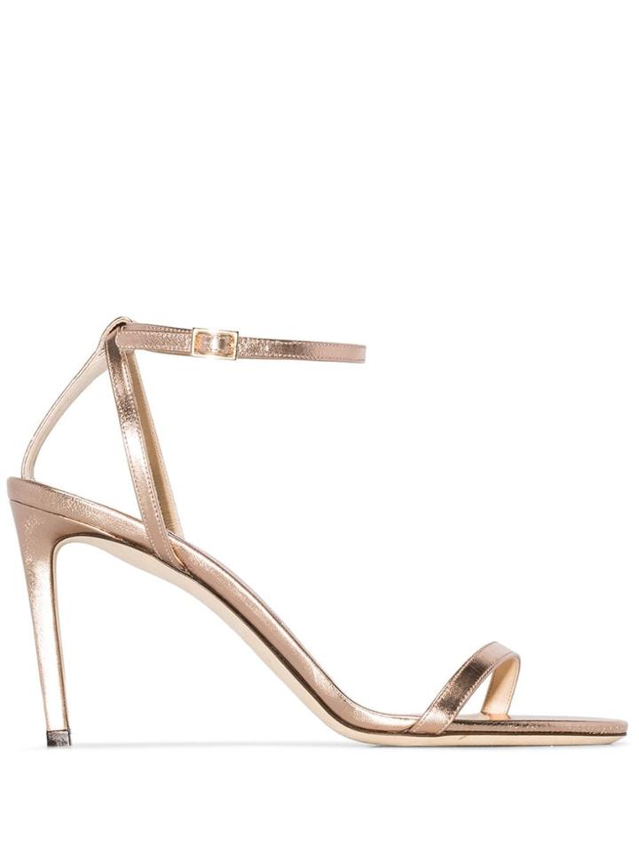 Jimmy Choo Minny Metallic 85mm Sandals - Gold