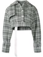 Off-white Houndstooth Check Cropped Jacket - Black