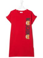 Moschino Kids Teen Logo T-shirt Dress - Red