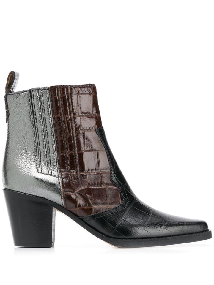 Ganni Contrast Ankle Boots - Blue