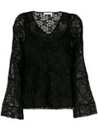 See By Chloé - Lace V-neck Blouse - Women - Cotton/polyester - 38, Black, Cotton/polyester