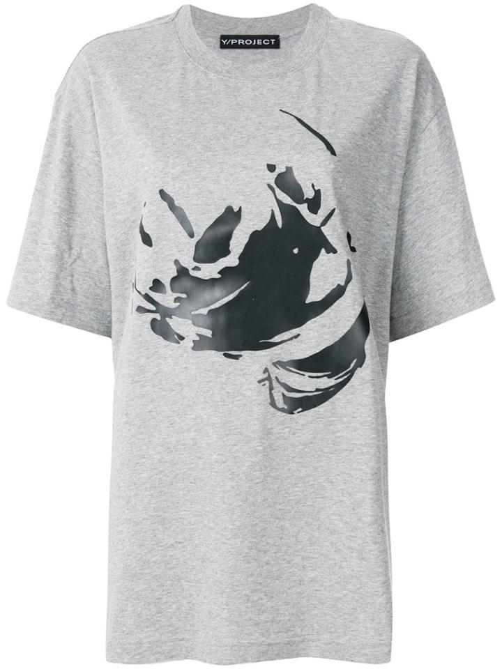 Y / Project Oversized Printed T-shirt - Grey