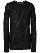 10sei0otto - Leather Panel Jumper - Men - Linen/flax/leather/polyamide/wool - L, Black, Linen/flax/leather/polyamide/wool