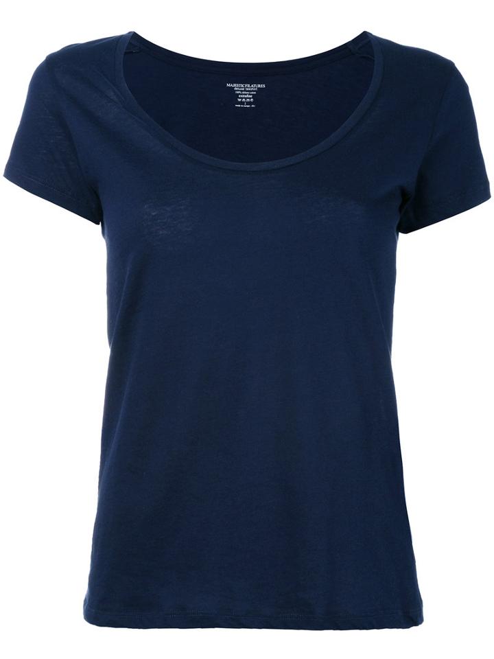 Scoop Neck T-shirt - Women - Cotton - 2, Blue, Cotton, Majestic Filatures