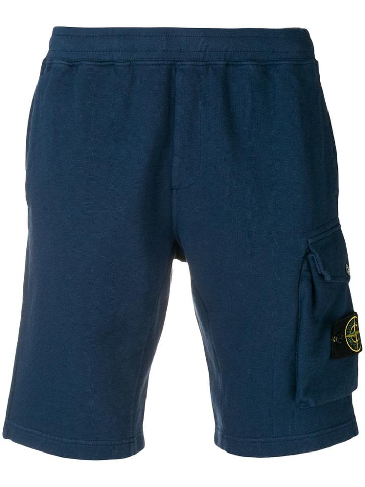 Stone Island Logo Knee-length Shorts - Blue