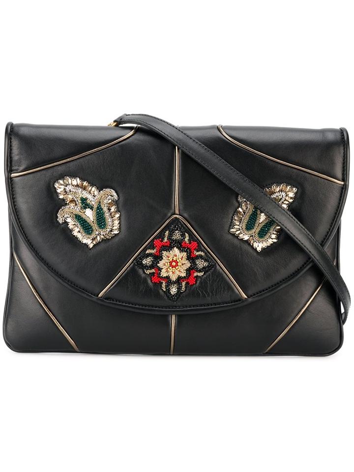 Etro Embellished Shoulder Bag, Women's, Black, Metal/calf Leather