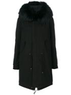 Mr & Mrs Italy - Racoon Fur Trim Hooded Coat - Women - Cotton/polyester/polypropylene/racoon Fur - S, Black, Cotton/polyester/polypropylene/racoon Fur