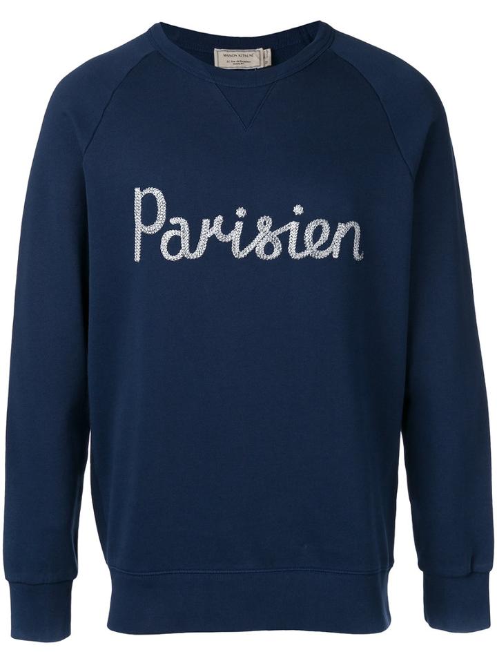 Maison Kitsuné Parisien Sweatshirt, Men's, Size: Large, Blue, Cotton