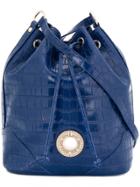 Versace Jeans Croco Embossed Bucket Bag - Blue