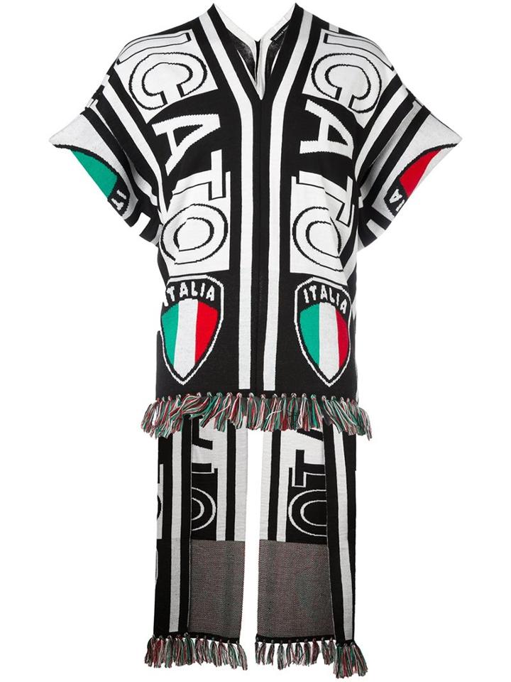 Nicola Indelicato Fringed Patterned Poncho