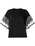 Mcq Alexander Mcqueen Frilly Lace Sleeve Top - Black