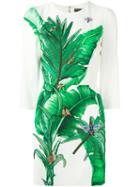 Dolce & Gabbana Embellished Leaf Print Dress
