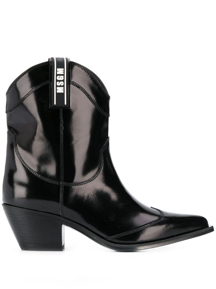 Msgm Western Style Boots - Black