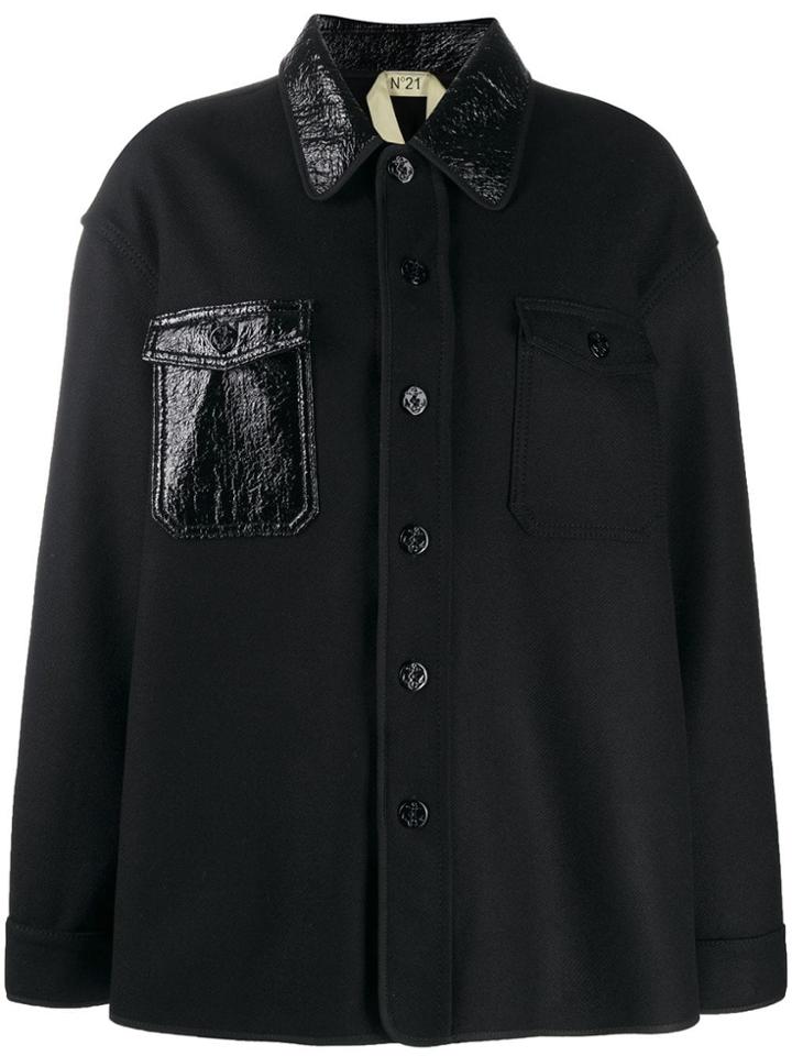 Nº21 Patent Panel Shirt - Black