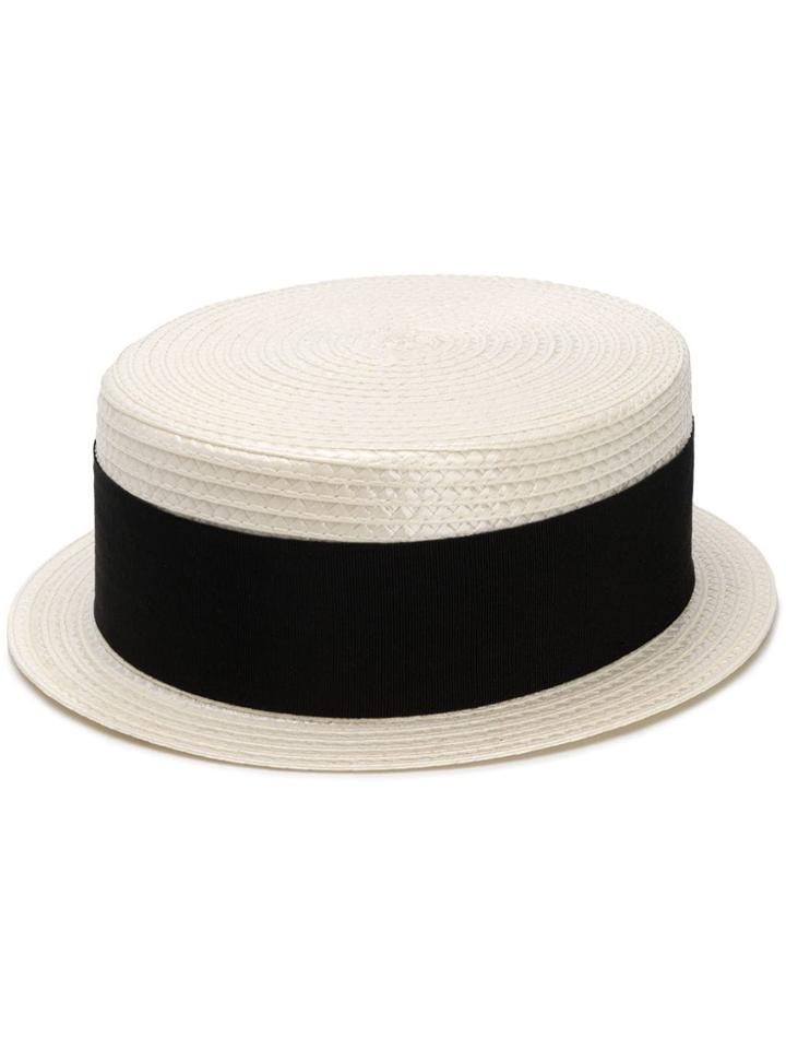 Saint Laurent Small Boater Hat - White